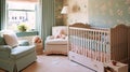 Nursery decor, pastel interior design and children home decor, baby room crib bed and country furniture, English countryside house Royalty Free Stock Photo