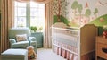 Nursery decor, pastel interior design and children home decor, baby room crib bed and country furniture, English countryside house Royalty Free Stock Photo