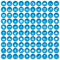 100 nursery icons set blue