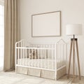 Nursery interior in romantic style. Frame mockup. 3d render Royalty Free Stock Photo