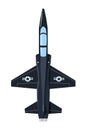 Nursery military airplane drawing. Army aircraft in cartoon style. Isolated warplane art for kid bedroom decor. Top view