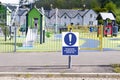 Nursery play parks for kids closed sign on gate due to coronavirus covid-19