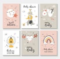 Nursery Posters with stork, little lion, moon and star