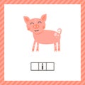 Nursery print cute funny pink pig isolated on white background. Educational logic game for preschool and school age Royalty Free Stock Photo