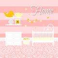 Nursery room with furniture. Baby interior. Royalty Free Stock Photo