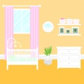 Nursery room with furniture. Baby interior. Royalty Free Stock Photo