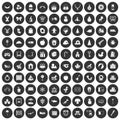 100 nursery school icons set black circle Royalty Free Stock Photo
