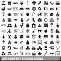 100 nursery school icons set, simple style Royalty Free Stock Photo
