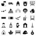 Nursery school icons set, simple style Royalty Free Stock Photo