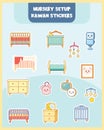 Nursery Setup Kawaii Stickers Royalty Free Stock Photo