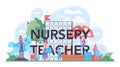 Nursery teacher web banner or landing page set. Professional nany and children