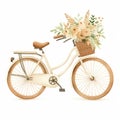 Romantic Vintage Bicycle With Flowers In Basket