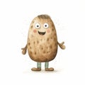 Whimsical Cartoon Illustration Of A Cute Potato Character