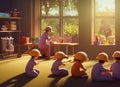 Nursery Workers Fictional Work Enviroment Scene. Royalty Free Stock Photo