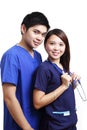 Nurses in blue uniform
