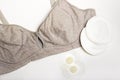 Nursing bra for mothers and Silicon nipples. moms bra with new disposable breast pad. Prevents the flow of milk on the Royalty Free Stock Photo