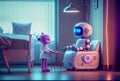 Nursing care robots take care of young patient in hospitals. Medical technology and healthcare concept. Generative AI