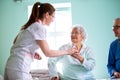 Nursing home concept, taking care of elder people, providing a broad range of long term services to elderly