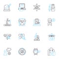 Nursing home linear icons set. Elderly, Healthcare, Rehabilitation, Assistance, Caregiver, Companionship, Dementia line