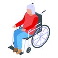 Nursing home woman in wheelchair icon, isometric style Royalty Free Stock Photo