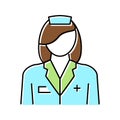nursing home worker nurse color icon vector illustration