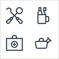 nursing line icons. linear set. quality vector line set such as urinal, first aid kit, toothbrush