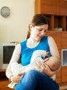 Nursing seven-month baby Royalty Free Stock Photo