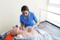 Nursing student learning how to rescue the patients in emergency. CPR training with CPR doll Royalty Free Stock Photo