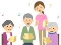 Elderly people singing in a recreation