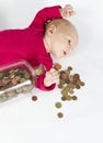 Nursling with money Royalty Free Stock Photo