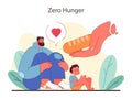 Nurturing a hunger-free world. A father and child depicted with symbols of love and sustenance.