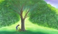 Nurturing Nature\'s Growth: A Serene Image of Tree Care, Made with Generative AI