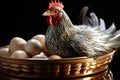 Nurturing scene: Silver hen carefully lays on her clutch of eggs.
