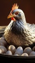 Nurturing scene: Silver hen carefully lays on her clutch of eggs.