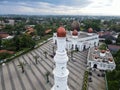 Nurul Mustofa Center Mosque panorama view Largest Mosque in Depok. Ramadan and Eid Concept and noise cloud when sunset or sunrise