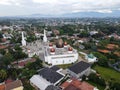 Nurul Mustofa Center Mosque panorama view Largest Mosque in Depok. Ramadan and Eid Concept and noise cloud when sunset or sunrise