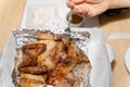 Nurungjimeans crust of overcooked rice Chicken, one of Korea`s delivery foods Royalty Free Stock Photo