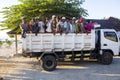 NUSA PENIDA-BALI, INDONESIA - JULY 02 2016 : People by truck, July 02 .2016 in Nusa Penida-Bali, Indonesia