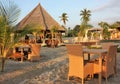 Bamboo gazebo, table and chairs at tropical resort, Nusa Penida Island, Bali