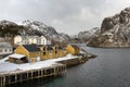 Nusfjord fishing harbor in the winter time on the Lofoten Island Royalty Free Stock Photo