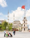 Nusretiye Clock Tower and Nusretiye Ottoman Mosque, Galata Port, Tophane neighborhood, Istanbul, Turkey