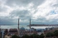 Nusretiye Mosque and Galataport view from Cihangir district Royalty Free Stock Photo