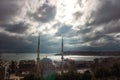 Nusretiye Mosque and Istanbul view with cloudy sky from Cihangir Royalty Free Stock Photo