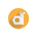 Nut and bolt flat icon with long shadow. bolt flat icon Royalty Free Stock Photo