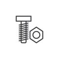 Nut and bolt line icon