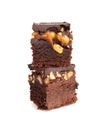 Nut Brownie, Homemade German Chocolate Cake, Chocolate Peanuts Cake, Brownie Square Piece Royalty Free Stock Photo
