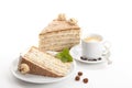 Nut cake with coffee isolated Royalty Free Stock Photo