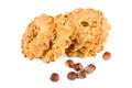 Nut cookies and hazelnut fruits isolated on white Royalty Free Stock Photo