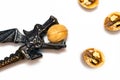 nut cracker with nut on white background Royalty Free Stock Photo
