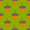 Cute cartoon acorns in flat style seamless pattern.